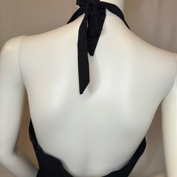 Dots Womens Halter Top Tie Back Neck Sleeveless Backless Cropped Ruffle Button L - Picture 2 of 8
